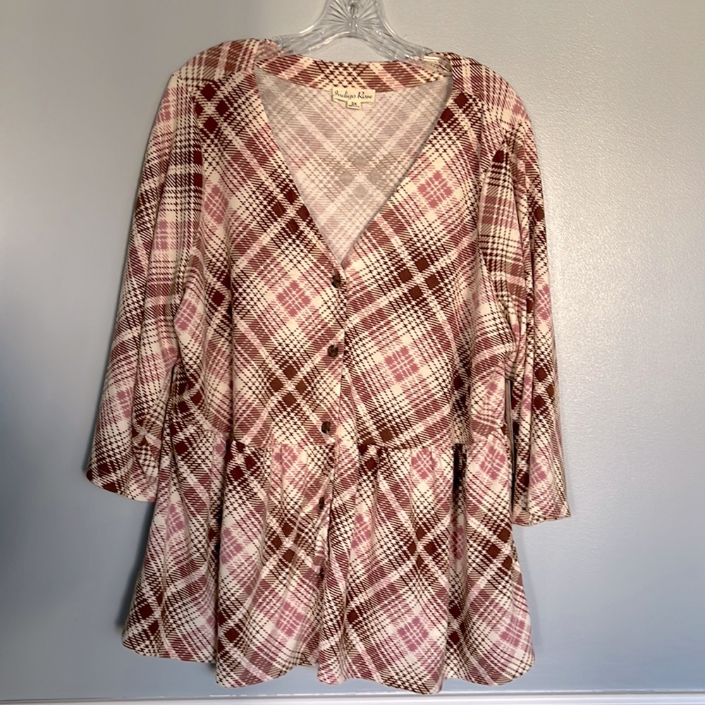 Indigo Rose NWT Plaid Button Down Tunic Fit and Flare sz 2X